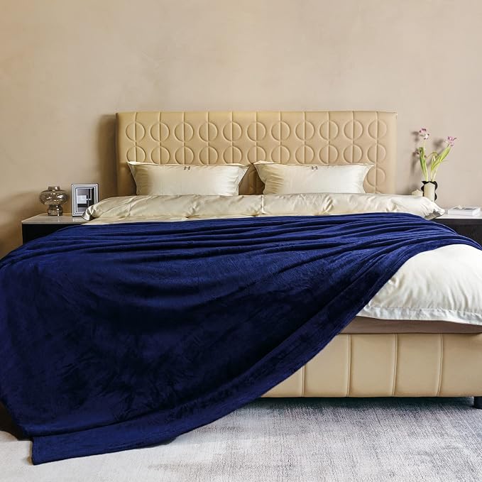 Fleece Plush Throw Blanket Navy Blue 90"x90"for Couch Fuzzy Cozy Flannel | Super Soft Lightweight Microfiber Blanket for Sofa Bed bedroom Home Decor All Season,Birthday Gifts for Women Mom Adult