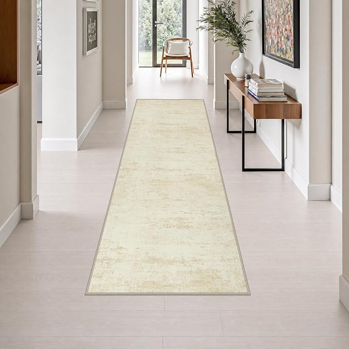 2.6x8 Washable Runner Rug：Modern Abstract Kitchen Soft Carpet Beige | For Hallway, Bedroom, Kitchen, Laundry, Bathroom,Door Mat,Modern Abstract,Machine washable,Non-Slip,Stain Resistant,Indoor