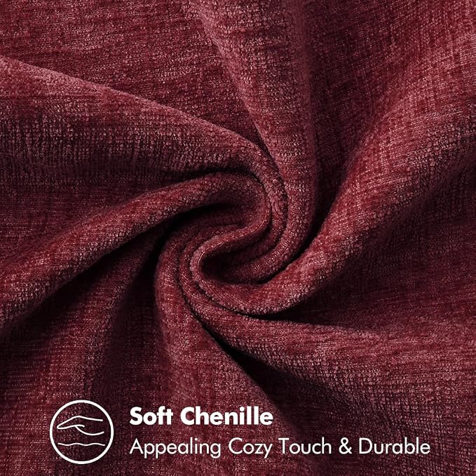 MIULEE Decorative Lumbar Throw Pillow Covers 12x20 Inch Burgundy Red 2 Pack | Farmhouse Pillow Covers with Stitched Edge, Soft Chenille Cushion Cases, for Couch Sofa Bed Living Room Home Decor