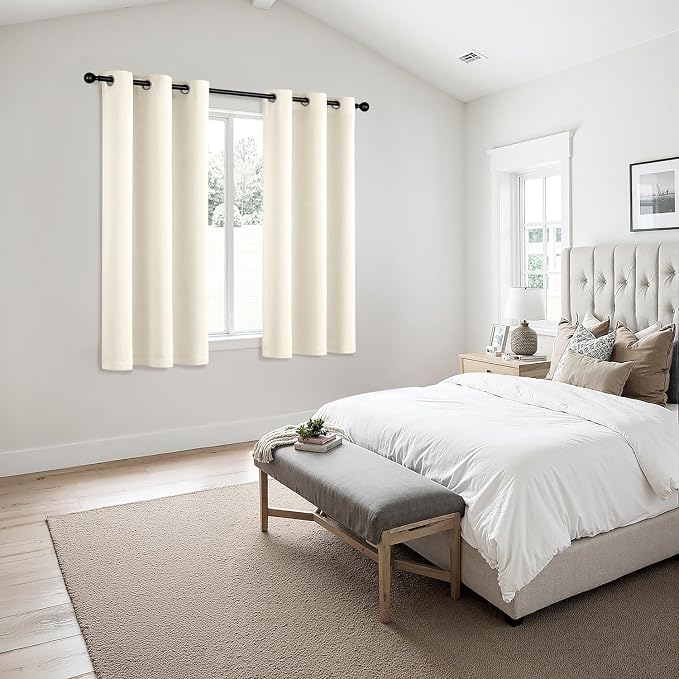 MIULEE Blackout Curtains for Bedroom 2 Panels 40 x 45 Inch Long Birch | Thermal Insulated, Living Room Darkening Grommet Drapes, Noise Reducing, Light Blocking Window Treatments