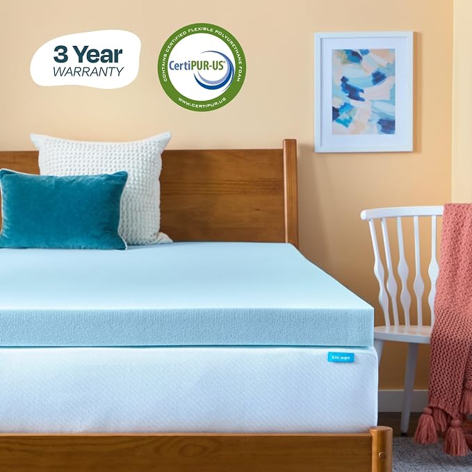 Linenspa Memory Foam Mattress Topper, Queen Size - 4 Inch Gel Infused Memory Foam - Plush Feel - Cooling and Pressure Relieving - CertiPUR Certified
