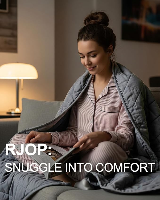 RJOP Weighted Blanket 20lbs 60"x80", Weighted Blankets for Adults, Cooling Weighted Blanket for Sleeping, Machine Washable Soft & Breathable All-Season Comfort & Premium Glass Beads(60" x 80" 20 lbs)