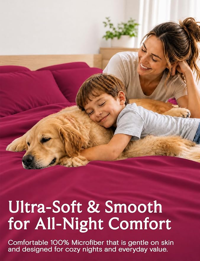 LuxClub 6 PC California King Size Sheet Set Bed Sheets Deep Pockets 18" Eco Friendly Wrinkle Free Cooling Sheets Machine Washable Hotel Bedding Silky Soft - Burgundy California King | LuxClub Silky Fitted Sheet & Pillowcase Sets, Breathable Hotel Luxur...