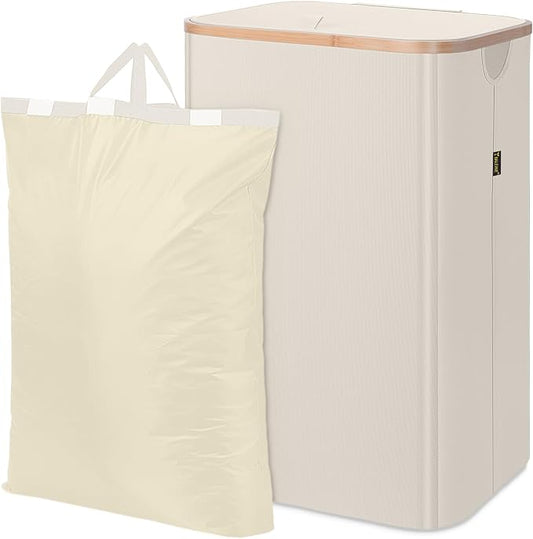 BALEINE 100L Laundry Hamper with Lid, Large Laundry Basket Bin | Large Capacity, Easy-Access Lid, Shape-Retaining Structure, Pull Handles, Ideal for Bedroom, Dorm, Laundry Room