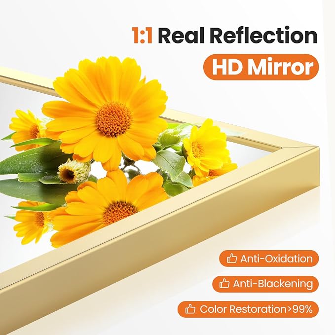 Sweetcrispy 20"x30" Arched Gold Bathroom Mirrors for Wall | Bathroom Mirrors for over sink, Metal Framed with HD Shatter-Proof Glass for Entryway, Living Room, Bedroom