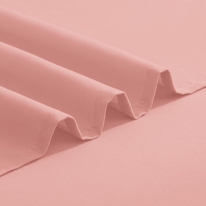 Elegant Comfort Luxurious 1500 Premium Hotel Quality Microfiber Three Line Embroidered Softest 4-Piece Bed Sheet Set, Wrinkle and Fade Resistant, Twin/Twin XL, Dusty Rose