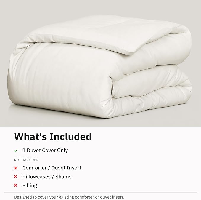 California Design Den Soft 100% Cotton Sateen Full/Queen Duvet Cover | Duvet Cover Only, Comforter Not Included, Backed by Good Housekeeping Seal, Button Closure & Corner Ties - Ivory (Pale Tone)