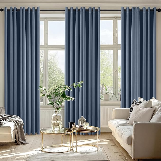 MIULEE Blackout Curtains for Bedroom 2 Panels 50 x 84 Inch Long Stone Blue | Thermal Insulated, Living Room Darkening Grommet Drapes, Noise Reducing, Light Blocking Window Treatments