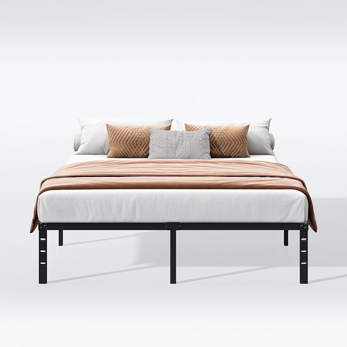 Hafenpo 14 Inch Queen Bed Frame - Sturdy Metal Platform Queen Size, No Box Spring Needed, Heavy Duty, Easy Assembly, Strong Bearing Capacity, Under Bed Storage, Black | Sturdy Metal Platform Queen Size, No Box Spring Needed, Heavy Duty, Easy Assembly, ...