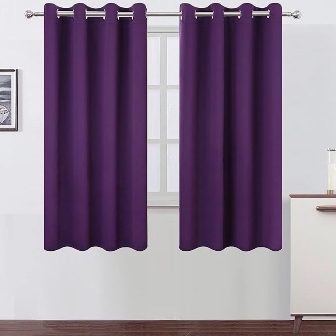 Blackout Curtains 52 x 63 inch/Purple Curtains Set of 2 Panels/Thermal Insulated Room Darkening Bedroom Curtains