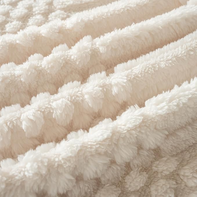 60x80 Inch Beige Twin Blanket - Soft & Fluffy Fleece, Cute & Aesthetic, Perfect for Sofa, Couch, Chair, Bed, Living Room & Bedroom, All-Season Use, Plush & Cozy Decorative Blanket