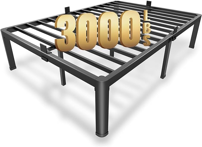 MAF 12 Inch Full Size Metal Platform Bed Frame with Round Corner Legs | Mattress Baffle, 3000 LBS Heavy Duty Steel Slat Support, Noise Free, No Box Spring Needed, Easy Assembly, 10.4" Storage Space