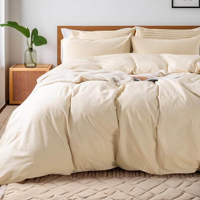 NEXHOME PRO Full Duvet Cover Set – 100% Certified Organic Cotton with Washed Feel & Linen-Like Texture, Comfortable & Breathable, Home Bedding Set 80"*90" (No Comforter)