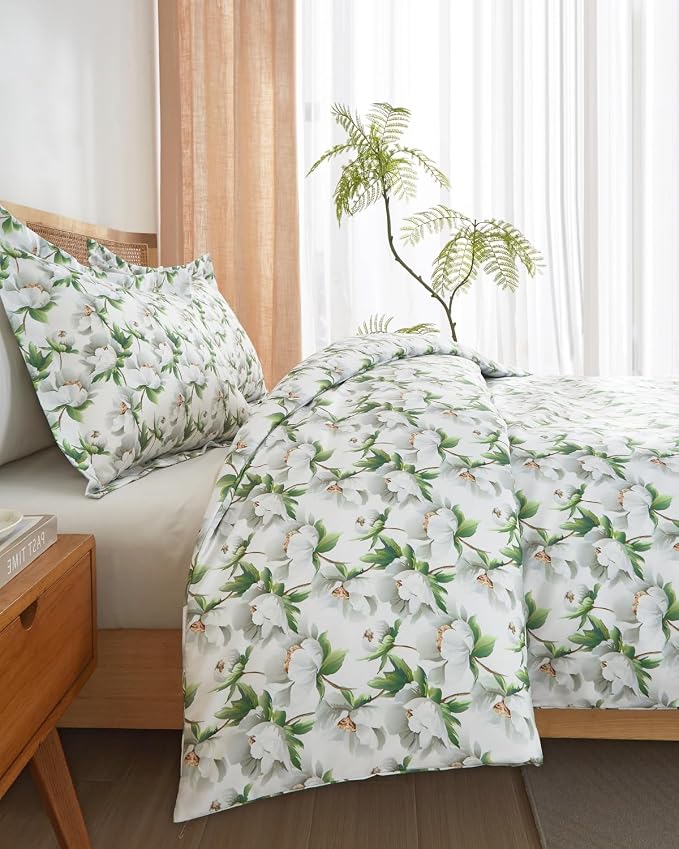 Duvet Cover Twin/TXL - Floral Duvet Cover - 2 Piece - Magnolia Garden | Extra Soft Floral Duvet Cover 68 x 90 with 1 Pillow Sham, Zipper Closures & Ties, Floral Bedding for Women, Men, Kids & Teens