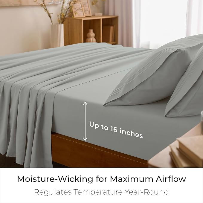 Mellanni Iconic 4-Piece, Ultra Soft Sheet Set (Queen, Spa Mint) | 10M+ Sleepers. Lab-tested: Sleeps Cool, Stays Bright, Strong, Smooth. Good Housekeeping Best Bedding, 7 yrs running.