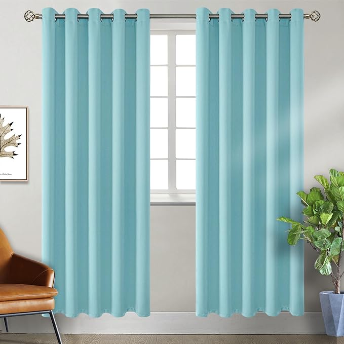 BGment Baby Blue Blackout Curtains for Living Room 84 Inch Long - 2 Panels | Grommet Top, Black Out, Room Darkening, Sunblock, Thermal Insulated, Window Drapes for Bedroom, 70x84 Inch
