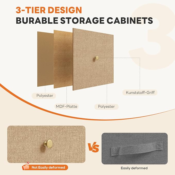 Sweetcrispy 7 Drawer Dresser for Bedroom Storage with Fabric Bins, Khaki | Anti-Tip Closet Organizer, Wooden Top and Sturdy Steel Frame, Spacious Drawers for Clothes Storage, Hallway Entryway
