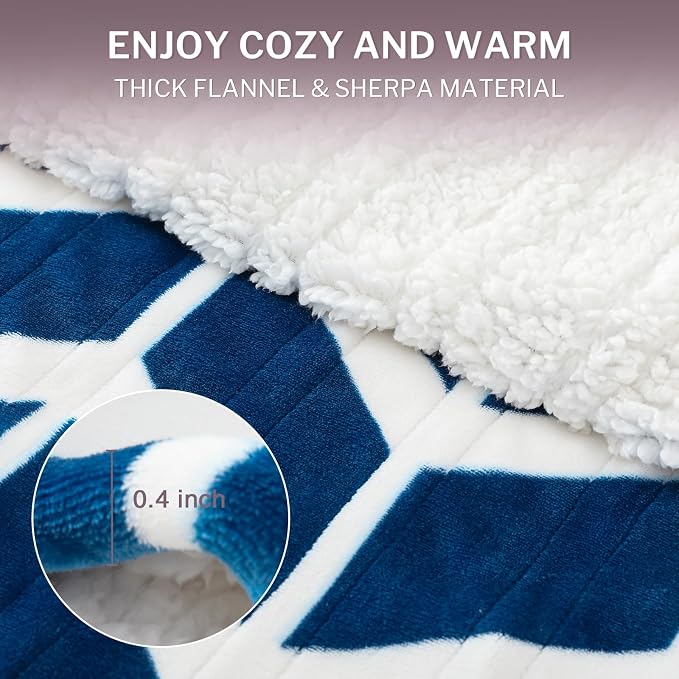 VENTIMI Heated Blanket Full, 9 Heat Levels & 2-10 Hours Auto Off, Navy | ETL & FCC, Fast Warming, 72" x 84", Flannel and Sherpa, Couch Bed Use, Machine Washable, Removable Controller
