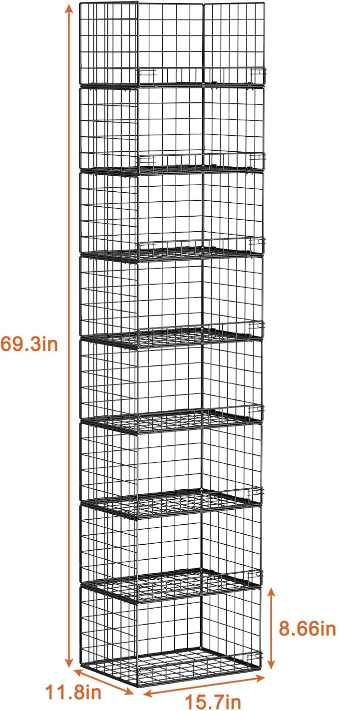 Yociyoga 8-Tier Stackable Closet Organizers and Storage Shelves, Foldable Closet Shelf Organizer, Stackable Storage Bins Drawers for Closet Organizer System, Black（Patent No. 30022416）