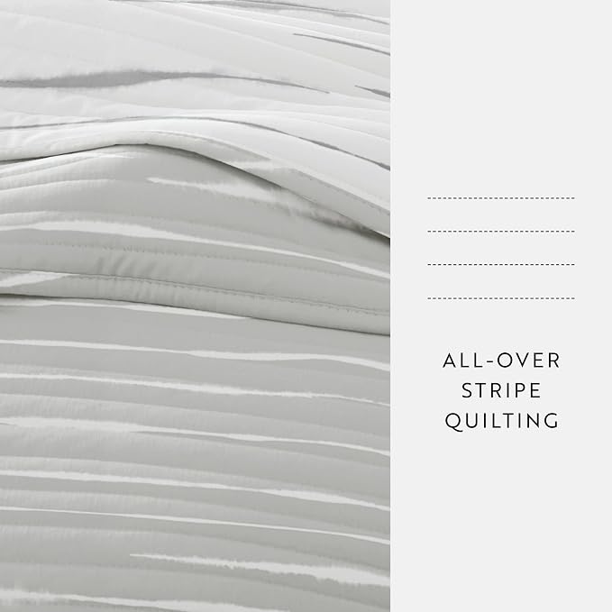 Merit Linens Soft Quilt Coverlet Bedding Set - Reversible Patterns - Twin/TwinXL Light Gray
