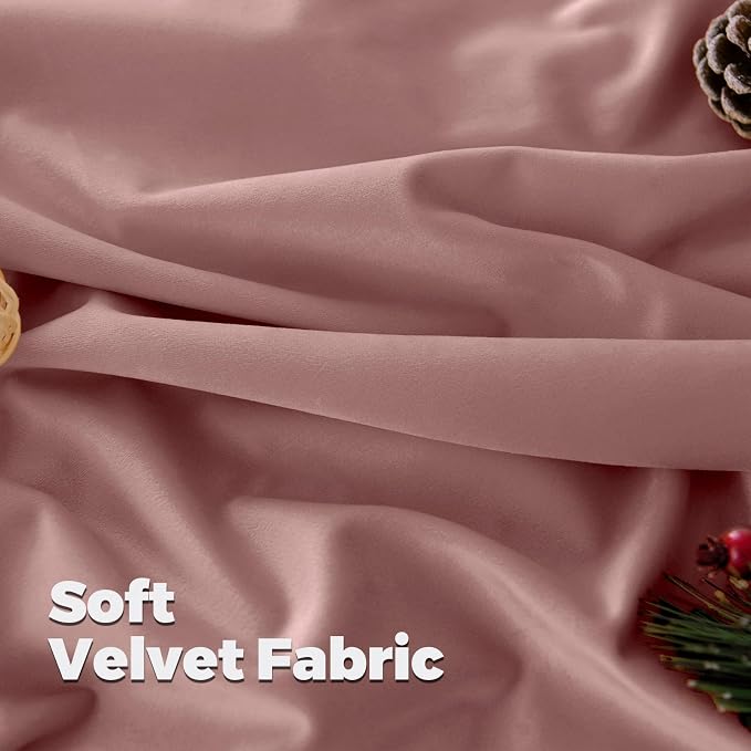 BGment Velvet Curtains 96 Inches Long for Living Room, Dusty Rose Pink | Noise Reducing, Energy Saving, Luxury, Room Darkening, Panels for Bedroom, Back Tab Rod Pocket, 2 Panels, 52 x 96 Inch