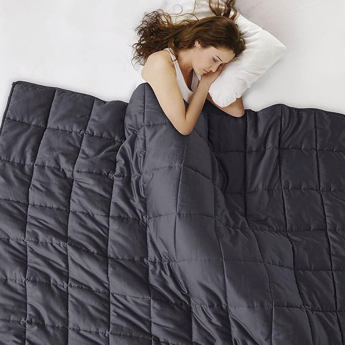 L'AGRATY Weighted Blanket Queen Size（22lbs, 60"x80"） Cooling Heavy Blanket Microfiber for Adults Breathable Big Weighted Throw Blanket for Summer Fall Winter, Grey