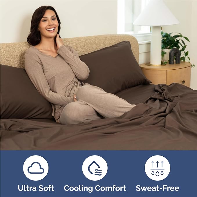 Cal King 6 Piece Bed Sheet Set - Comfy, Breathable & Cooling Sheets - Brown | Ultra-Soft Hotel Luxury Bedding Set with 8-16 Inch Deep Pockets, 1 Flat & 1 Fitted Sheet & 4 Pillowcases, Wrinkle & Fade Free