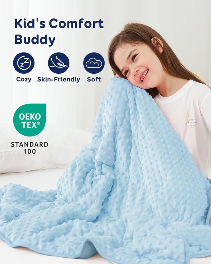 3lbs Weighted Blanket, Cooling Soft Minky Dot Heavy Blankets, 36"x48" | Gentle Hug-Like Comfort, Reversible Cooling & Cozy for All Seasons, 7-Layer for Even Weight Distribution, Machine Washable