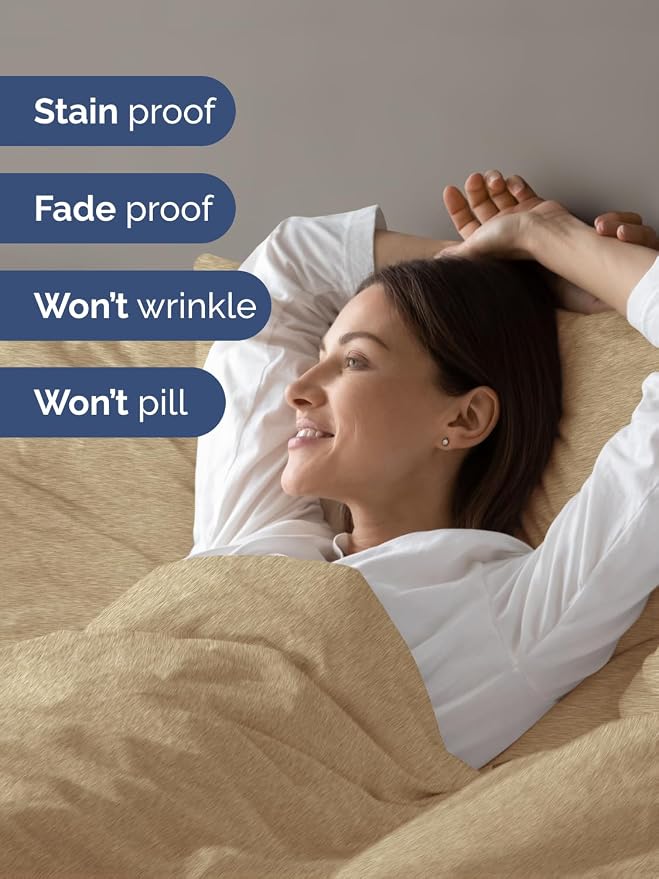 Duvet Cover Cal King Size - 3 Piece with Zipper Closure - Heathered Tan | Extra Soft, Breathable, Cal King Duvet Cover 104" x 98" with 2 Pillow Shams, Zipper Closures & Ties, Women, Men, Kids & Teens