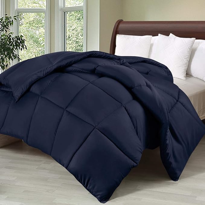 Utopia Bedding Queen Comforter, Duvet Insert, Navy, 88 x 88 Inches | Soft and Fluffy Down Alternative Bed Comforter, All Season, Breathable, Corner Tabs, Box Stitched, Durable, Machine Washable