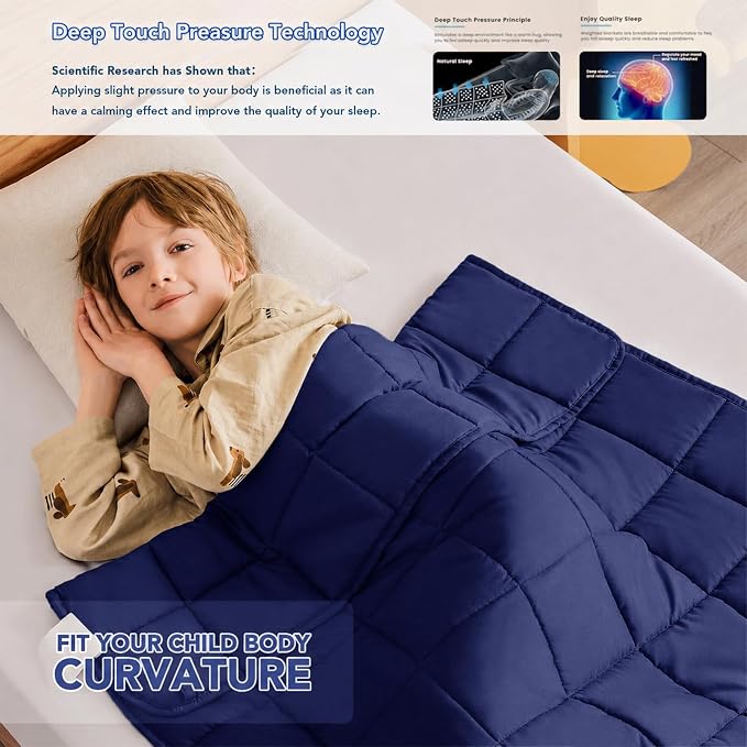 Weighted Blanket (7 lbs, 40" x 60") Cooling Throw Heavy Blanket for Sleeping Apply to 60-90 lbs, Soft Thick Breathable Blanket with Glass Bead, Easy Care