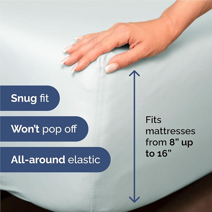 Full Size 4 Piece Sheet Set - Comfy Breathable & Cooling Sheets - Ice Blue | Hotel Luxury Bed Sheets for Women & Men, Deep Pockets, Easy-Fit, Extra Soft and Wrinkle Free Sheets, Oeko-Tex Bed Sheet Set