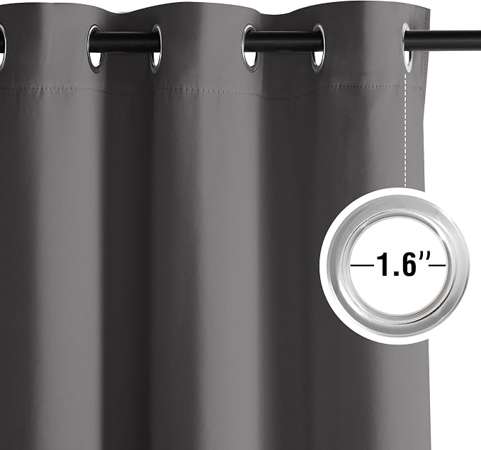 NICETOWN Grey Light Blocking Curtains 84 Inches Long 2 Panels for Living Room, Bedroom, Office Thermal Insulated Blackout Drapes Solid Grommet Noise Reducing Window Curtains, W40