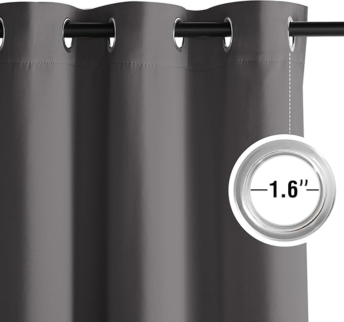 NICETOWN Grey Light Blocking Curtains 96 Inches Long 2 Panels for Living Room, Bedroom, Office Thermal Insulated Blackout Drapes Solid Grommet Noise Reducing Window Curtains, W40