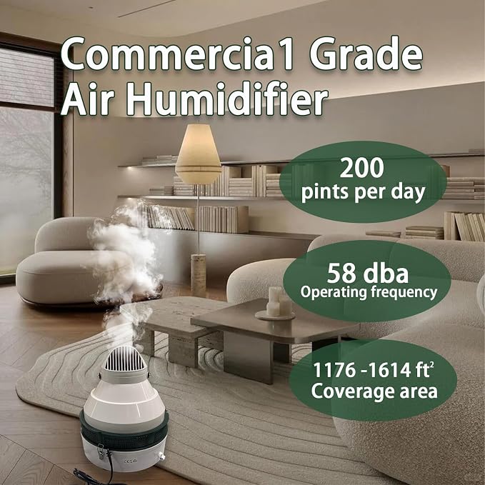 200 Pint Air Humidifier Commercial Grade Mist And Mist Hydroponic Growth Chamber，Industrial Grade Humidifier With Multi-Directional Fogging Head, Indoor Plant For Large Rooms