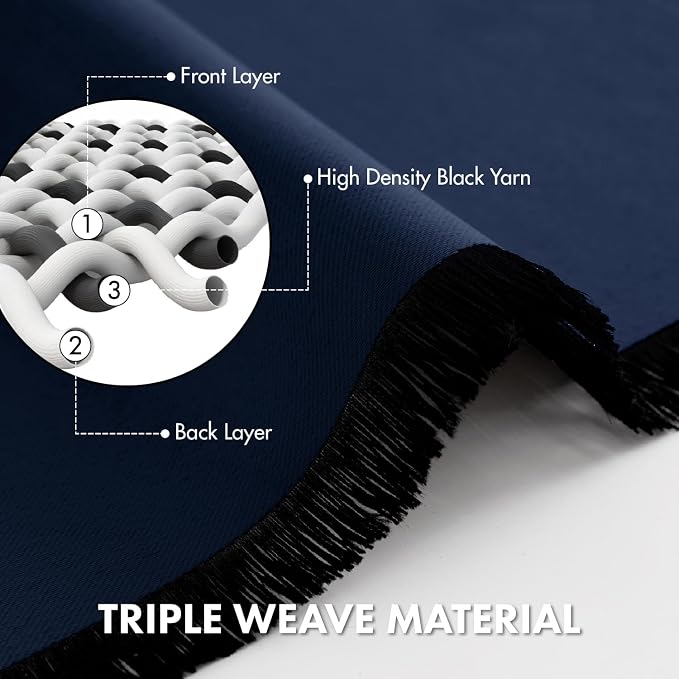 MIULEE Set of 4 Navy Blue 45 Inch Short Blackout Kitchen Window Curtains | Bedroom Drapes, Light Blocking Privacy Curtains for Small Windows, Bathroom, RV/Motorhome, Laundry, Top&Bottom Rod Pocket