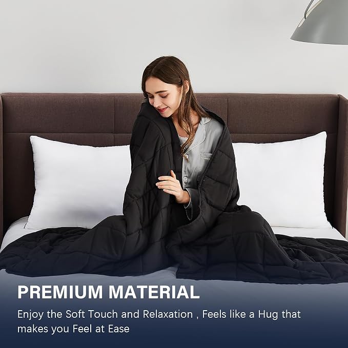 CuteKing Weighted Blanket for Adults (15lbs, 48"x72", Grey) Heavy Blanket for 140-150lbs, Breathable Microfiber Material with Glass Beads All-Season Summer Fall Winter Soft Thick