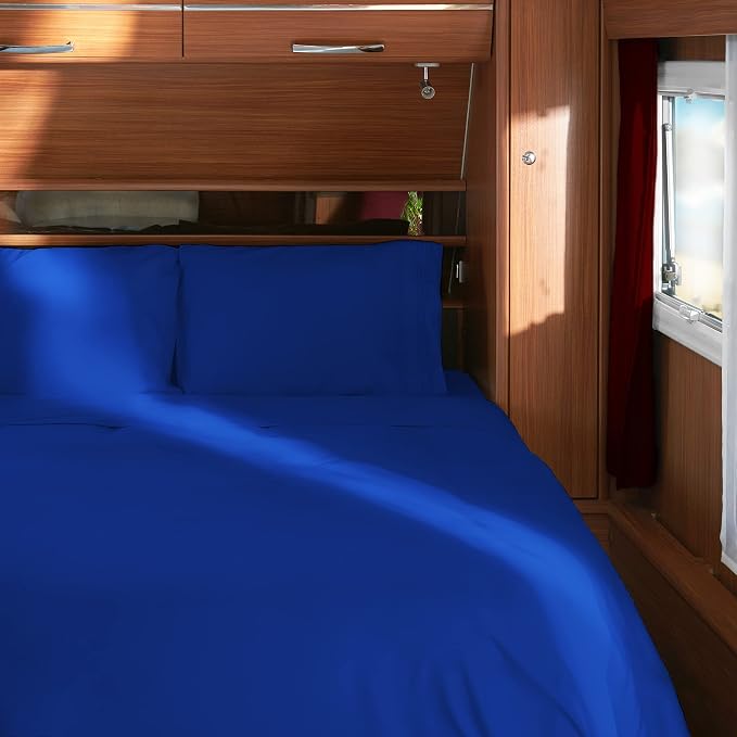 Mellanni Iconic 4-Piece, Ultra Soft Sheet Set (RV/Short Queen, Royal Blue) | 10M+ Sleepers. Lab-tested: Sleeps Cool, Stays Bright, Strong, Smooth. Good Housekeeping Best Bedding, 7 yrs running.