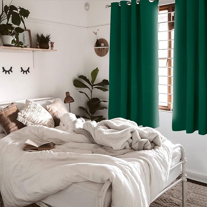 BGment Emerald Green Blackout Curtains for Bedroom 69 Inch Long - 2 Panels | Grommet Top, Black Out, Room Darkening, Sunblock, Thermal Insulated, Window Drapes for Kids Boys Room, 55x69 Inch