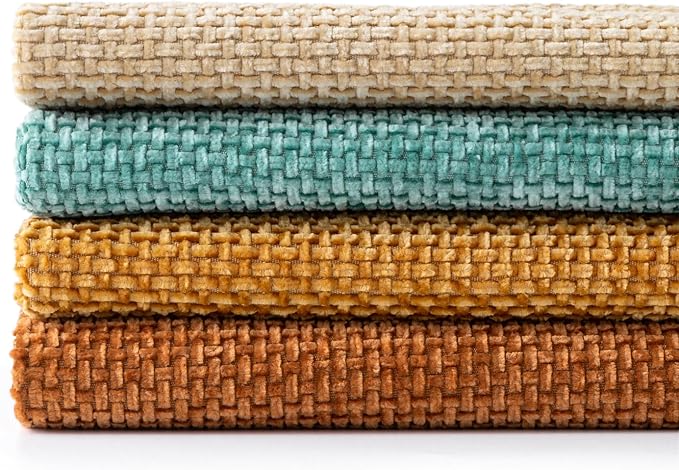 MIULEE Soft Decorative Chenille Fall Pillow Covers Beige Orange Teal 18x18 | Pack of 4，Rustic Home Decor, Retro Vintage Set, Couch Throw Pillows, Farmhouse Boho Cushion Covers for Sofa Bed Living Room