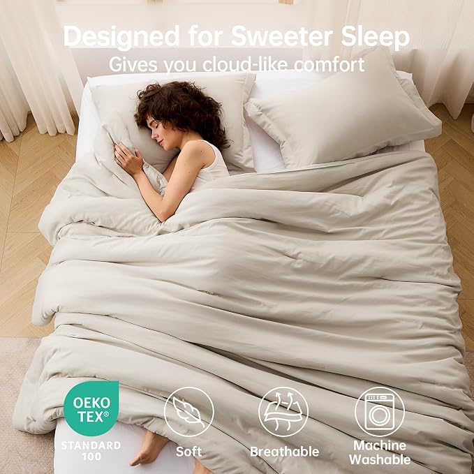 King Size Comforter Set, All Season Ultra Soft Down Alternative Bedding - 3 Piece Lightweight Bed Set Includes 1 Comforter (104"x90") and 2 Pillow Shams (20"x36"), Linen