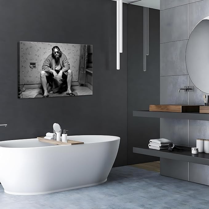 Funny Bathroom Wall Decor for Room Aesthetics - 90s Movie Posters Black and White Wall Art, Toilet Humour Amusing Cool Wall Art Funny Bathroom Signs 12X16 in
