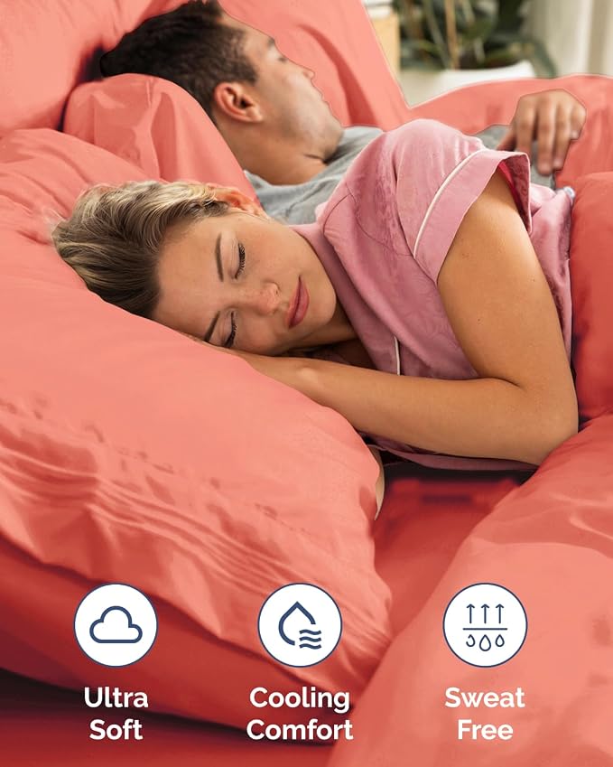2 Pack Extra Deep King Fitted Sheets with Extra Deep Pockets - Coral | Hotel Luxury Bottom Fitted Sheets Only, Soft, Fade & Wrinkle Free, Breathable & Comfy, All Around Elastic Fitted Sheets