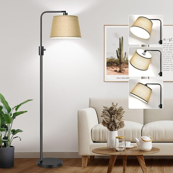 Nintiue Dimmable Floor Lamp, 1000 LM LED Edison Bulb Included, Arc Floor Lamps for Living Room Modern Standing Lamp Tall Lamps for Living Room Bedroom-Champagne