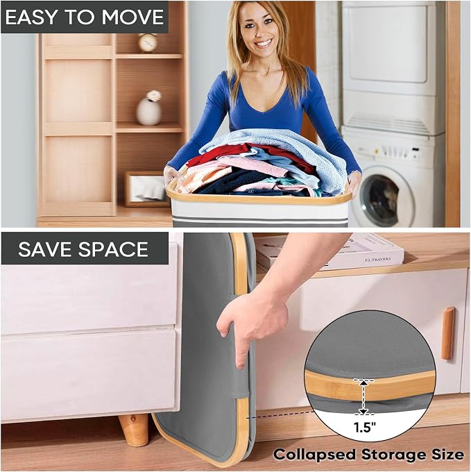 BALEINE 70L Laundry Hamper with Lid, Large Laundry Basket Bin | Large Capacity, Easy-Access Lid, Shape-Retaining Structure, Pull Handles, Ideal for Bedroom, Dorm, Laundry Room