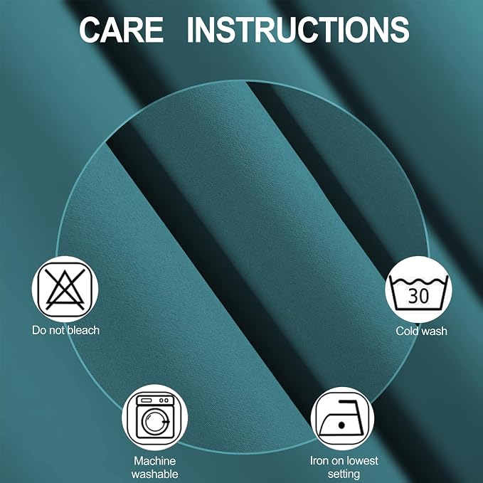Blackout Curtains 66 x 72 Inch Long Sea Teal Curtains Set of 2 Panels Room Darkening Curtains for Bedroom and Living Room