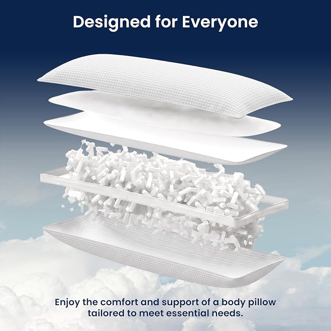 ZonLi Waffle Weave Body Pillow for Adults Side Sleeper - Memory Foam Insert Long Body Pillow 20 x 54 Inch, Gift for Men Women, White