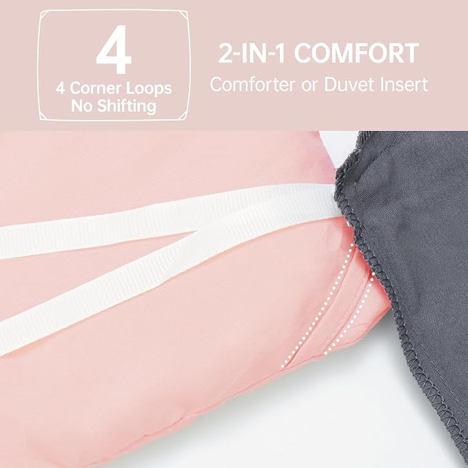Full Comforter Sets, All Season Ultra Soft Down Alternative Bedding - 3 Piece Lightweight Bed Set Includes 1 Comforter (82"x86") and 2 Pillow Shams (20"x26"), Blush