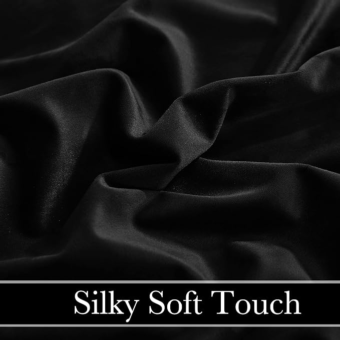 RYB HOME Velvet Curtains 108 inches Long, Extra Long High Ceiling Curtains | Thermal Insulated, Luxurious Home Decor, Curtains for Apartment Loft Large Windows, W52 x L108, Black, 2 Panels Set