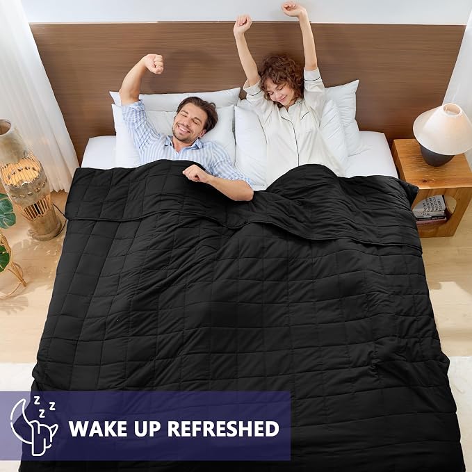 King Size Weighted Blanket for Adults (20 lbs, 80” x 87”, Black) Cooling Heavy Blanket for Sleeping Perfect for 190-210 lbs, Breathable Blanket for Adults & Couple All Season, Machine Washable